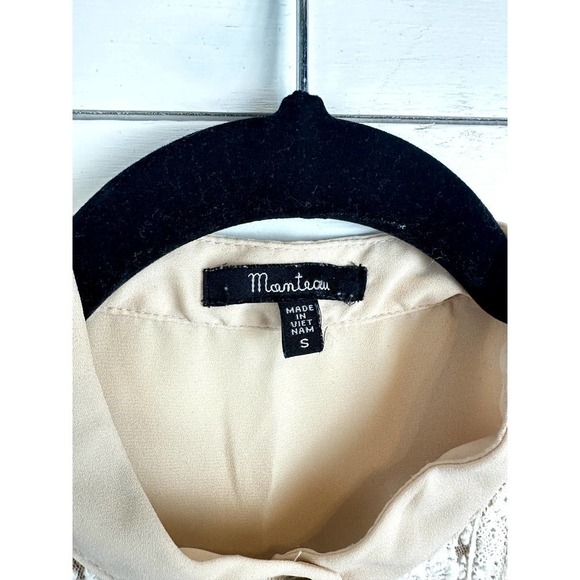 Vintage Monteau Semi Sheer Blouse with Lace Detail sz SML - Picture 3 of 6